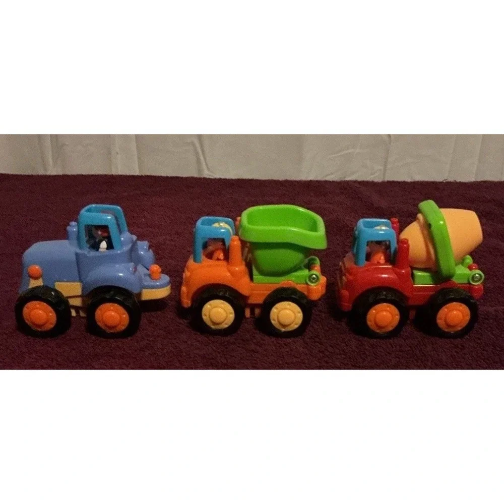 Huile 3 Pcs Friction Powered  Push and Go Trucks Construction And Tractor Cars